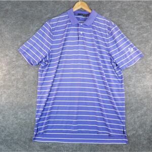 RLX Ralph Lauren Men XL Golf Polo Purple White Stripe Performance Stretch Shirt